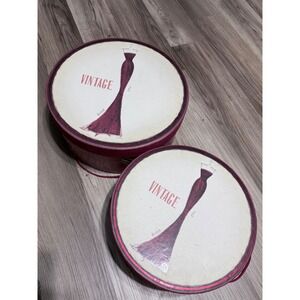 Emily Adams Tri-Coastal Design Vintage Divine Hat Boxes Set of 2 Red Dress Pink